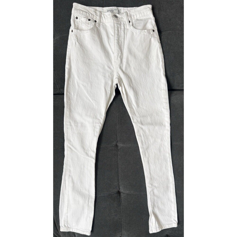 Abercrombie & Fitch The Skinny High Rise 24/00R White Distressed Denim Jeans